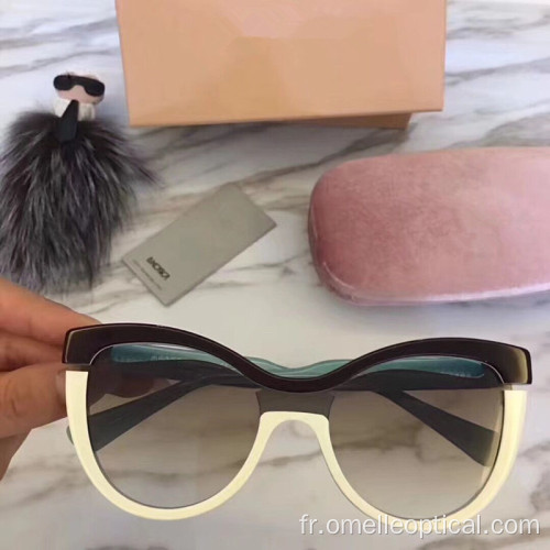 Lunettes de soleil œil de chat en miroir coloré pour femme